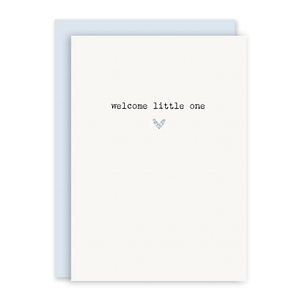 Welcome Little One (blue heart) - Card