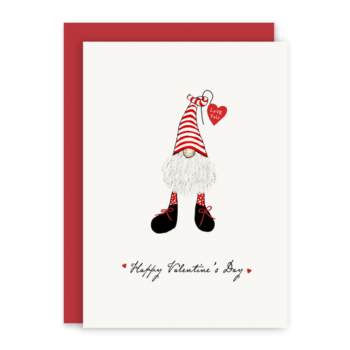 Happy Valentine's Day Gnome Card (A1 Size with Red Envelope)