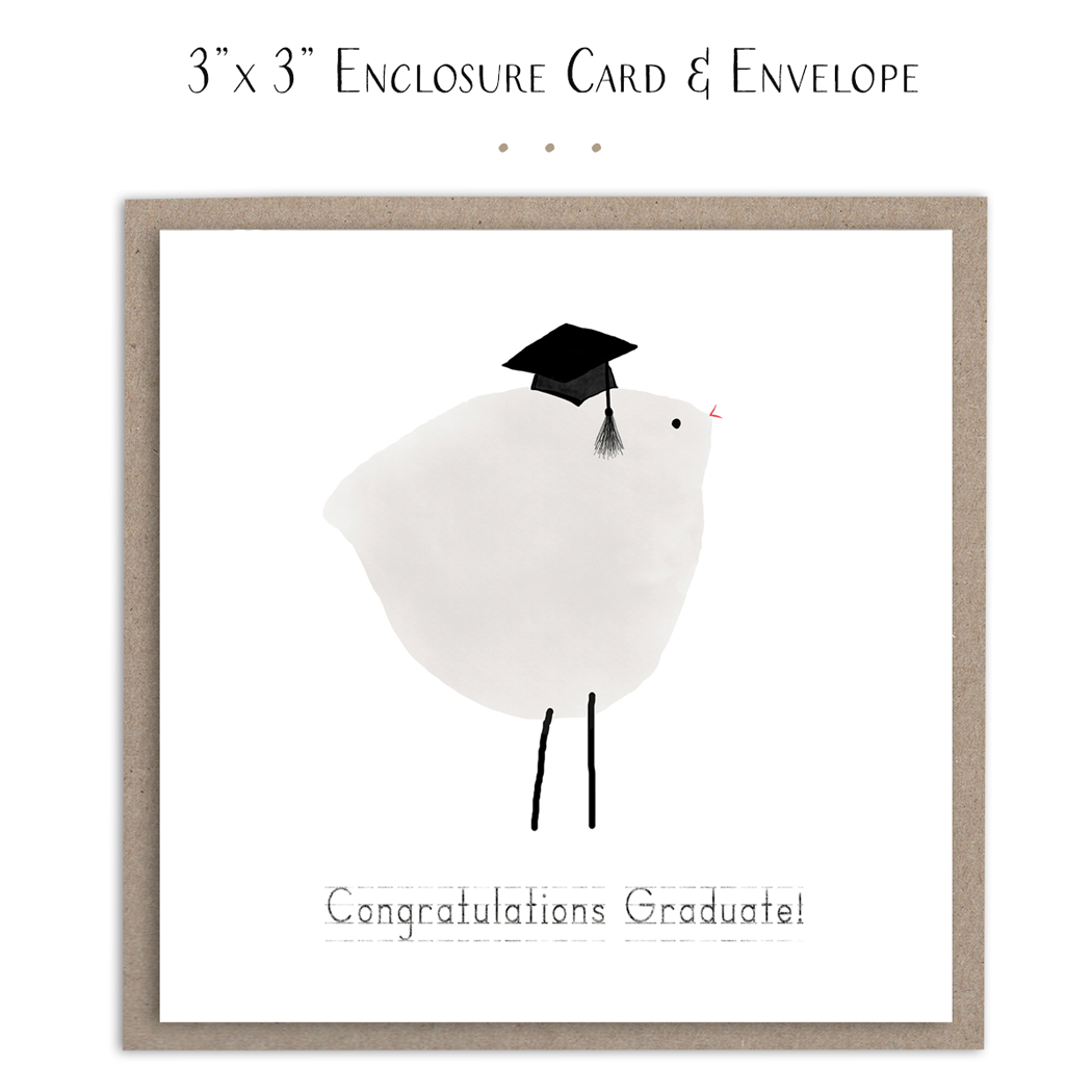 Congratulations Graduate Mini Card - Proud Bird Grad Cap - 3x3