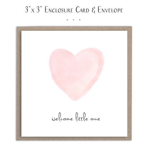 Welcome Little One (pink heart)  - Mini Card