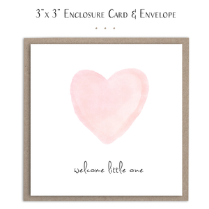 Welcome Little One (pink heart)  - Mini Card
