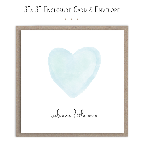 Welcome Little One (blue heart)  - Mini Card