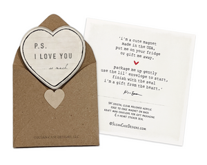 PS I Love You - Heart Magnet & Mini Envelope