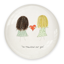 Load image into Gallery viewer, So Thankful For You Paperweight – Crystal Keepsake with Hair Options