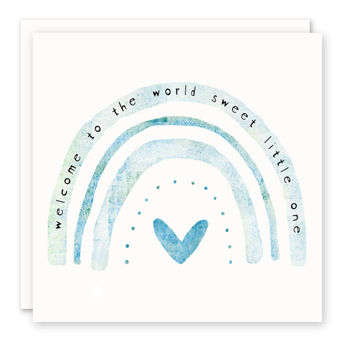 Welcome To The World (blue rainbow) Baby Card