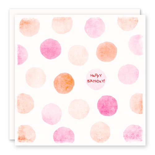 Happy Birthday Pink Orange Polka Dots - Whimsical Birthday Card