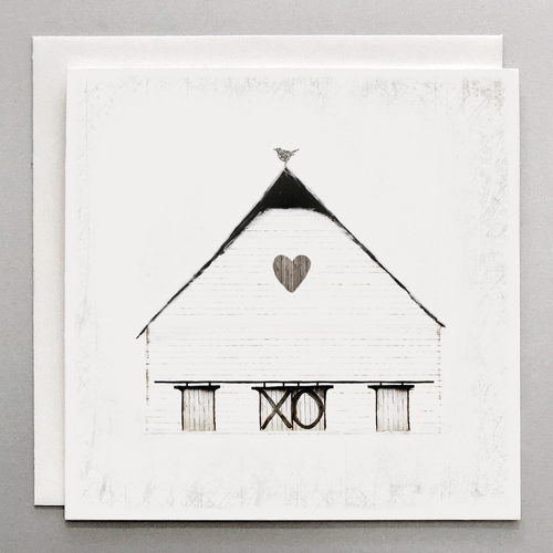 New Home Card: Rustic White Barn