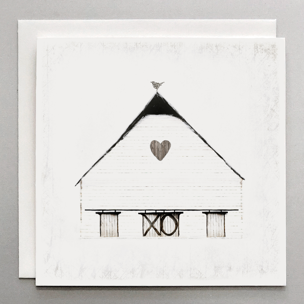 New Home Card: Rustic White Barn
