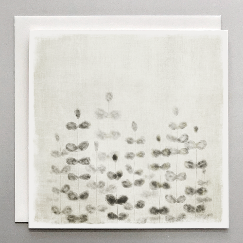 Botanical Card – Charcoal Gray Watercolor Ferns on Cotton Paper