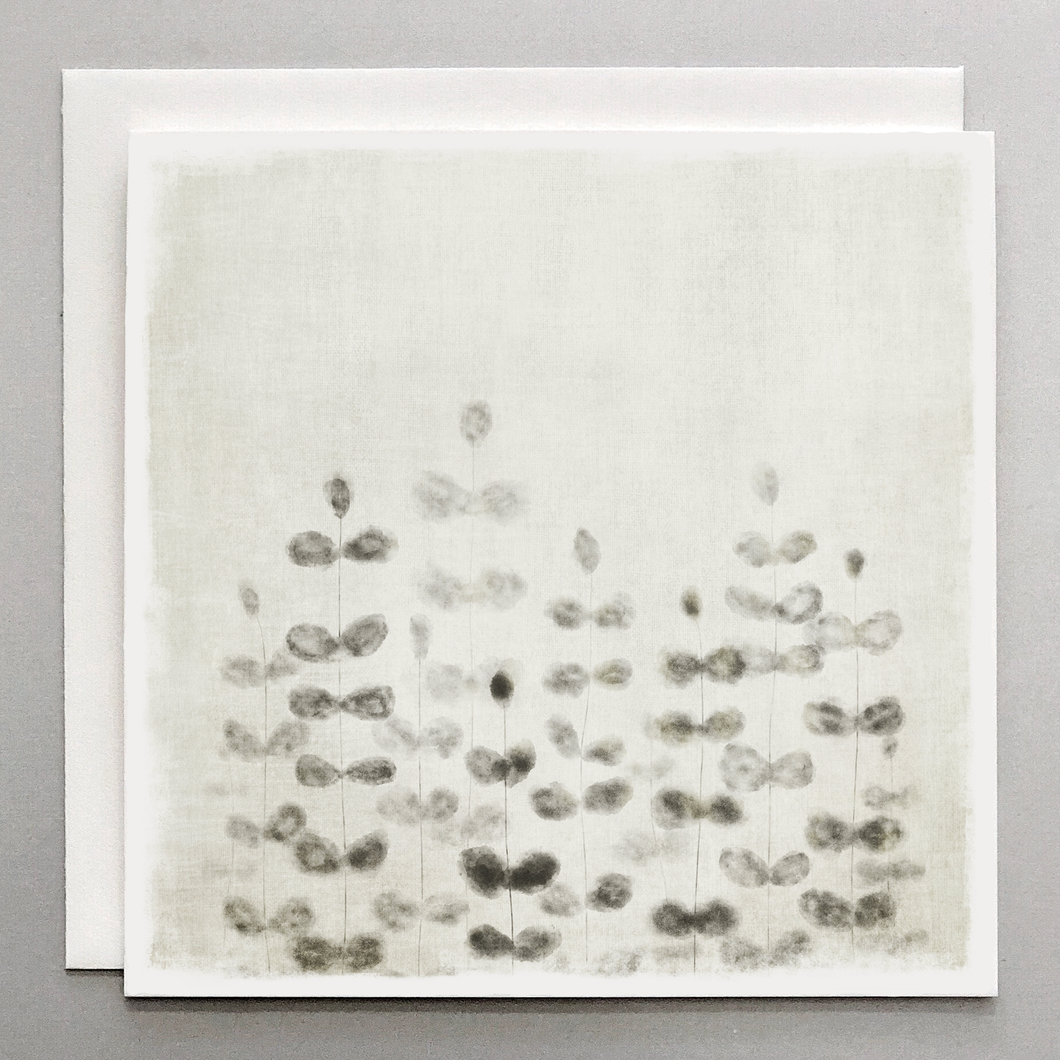 Botanical Card – Charcoal Gray Watercolor Ferns on Cotton Paper