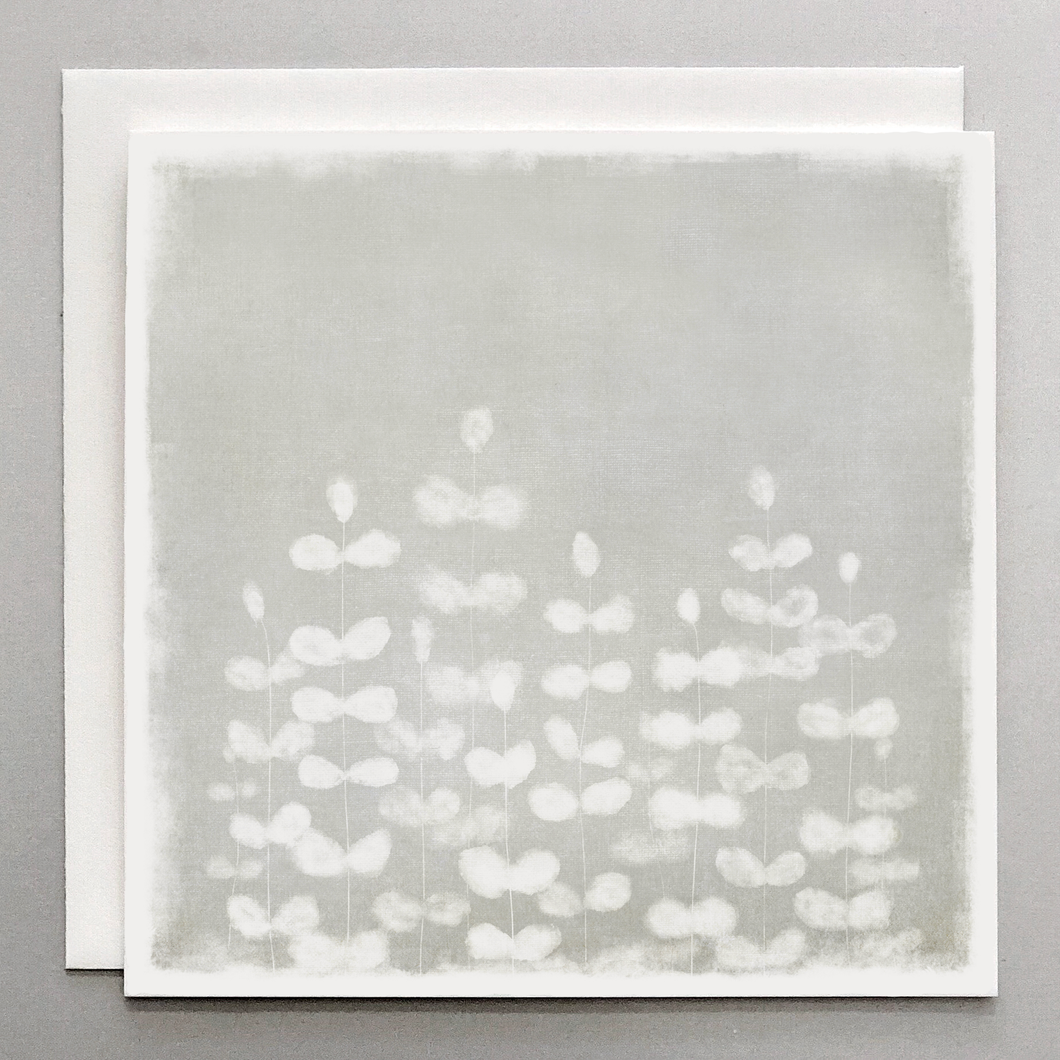 Botanical Card – White Watercolor Ferns on Cotton Art Paper