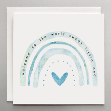 Load image into Gallery viewer, Welcome To The World (blue rainbow) Baby Card