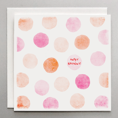 Happy Birthday Pink Orange Polka Dots - Whimsical Birthday Card