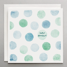 Load image into Gallery viewer, Happy Birthday Shades of Sea Glass Polka Dots - Whimsical Birthday Card