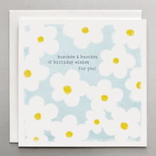Load image into Gallery viewer, Floral birthday wishes card with wildflower bunches on cotton textured paper