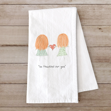 Load image into Gallery viewer, So Thankful For You Tea Towel – Friendship Gift with Hair Options
