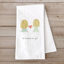 Load image into Gallery viewer, So Thankful For You Tea Towel – Friendship Gift with Hair Options