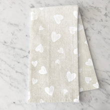 Load image into Gallery viewer, Rustic Kitchen Towel, White hearts, Farmhouse tea towel