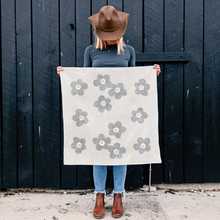 Load image into Gallery viewer, gray floral tea towel, kitchen towel