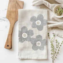 Load image into Gallery viewer, Big Gray Rustic Flowers - Floral Tea Towel - Kitchen Towel