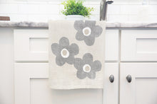 Load image into Gallery viewer, Big Gray Rustic Flowers - Floral Tea Towel - Kitchen Towel