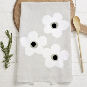 Big White Flowers - Floral Tea Towel - Kitchen Towel