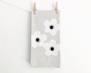 Big White Flowers - Floral Tea Towel - Kitchen Towel