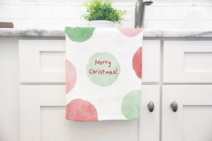 Merry Christmas kitchen towel, holiday hostess gift, christmas tabletop, tea towel, susan case designs