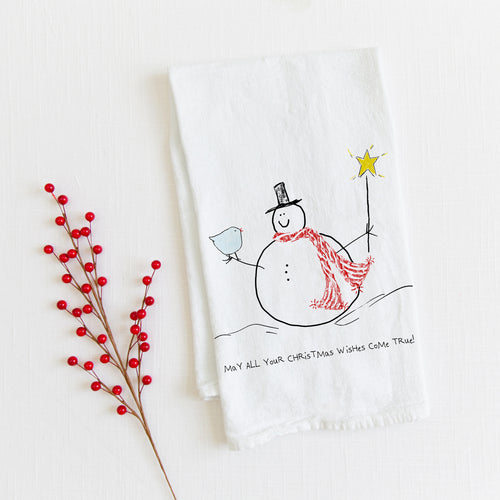 May All Your Wishes Come True - Cute Christmas Tea Towel - Holiday Kitchen Towel