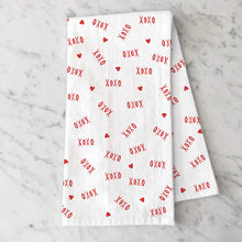 Load image into Gallery viewer, cute valentine gift, kitchen gift, hand towel, tea towel, susan case designs, xoxo gifts red hearts