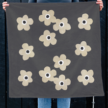 Load image into Gallery viewer, Floral Tea Towel- Beige Flowers on Charcoal