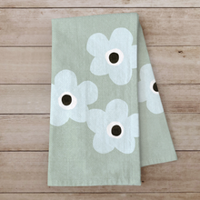 Load image into Gallery viewer, Coastal Floral Cotton Tea Towel – Sage Green &amp; Sky Blue