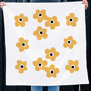 Big Orange Flowers Cotton Kitchen Towel