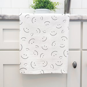 A Whole Lotta Happy Smiley Face Tea Towel | Cotton Kitchen Towel