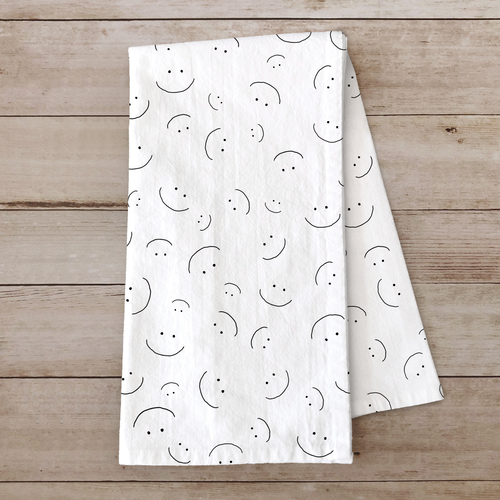 A Whole Lotta Happy Smiley Face Tea Towel | Cotton Kitchen Towel