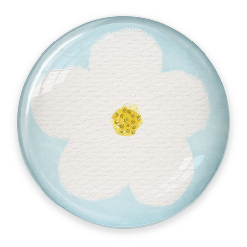 White Flower Glass Dome Paperweight – Art Print