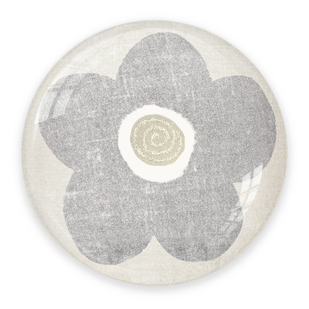Rustic Gray Flower Crystal Paperweight – Spiral Glitter Center