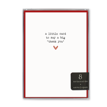 Load image into Gallery viewer, Boxed thank you cards set of 8 printed on cotton paper with shimmer detail
