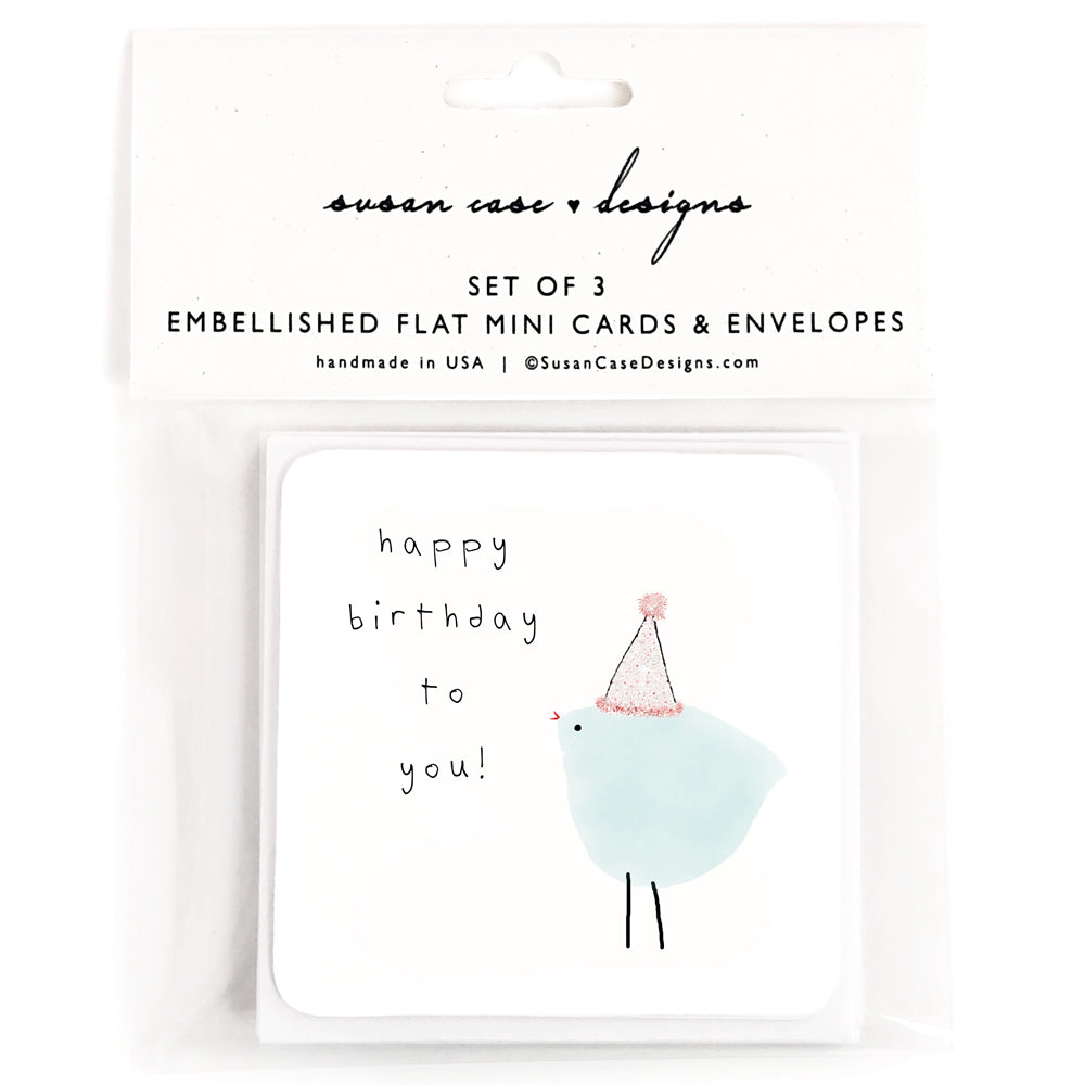 Cute Bird Birthday Cards Gift Enclosures  | Susan Case Designs
