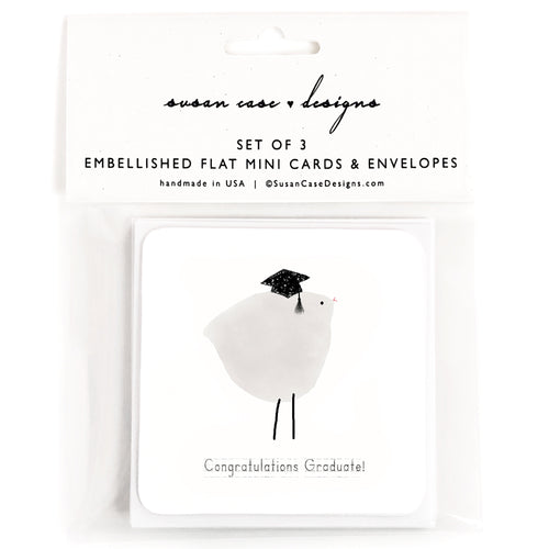 Cute Graduation Enclosures, Gift Tags, bird and cap - Susan Case Designs