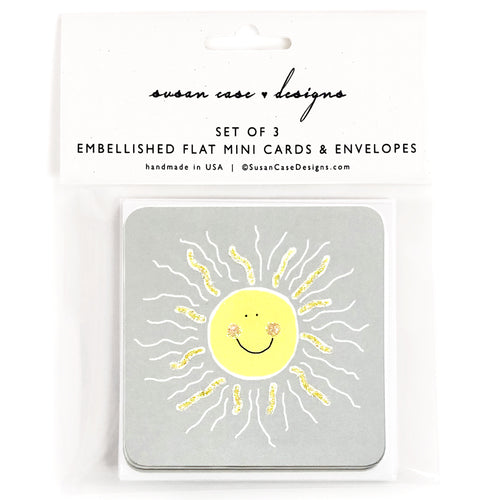 Happy Face Sunshine Gift Enclosure Cards, Gift Tags, Mini Cards