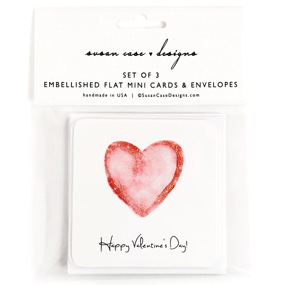 valentine cards set, mini cards with envelopes, susan case designs