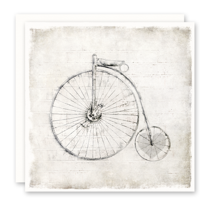 Old Time Bicycle, Heart In Wheel, Blank Inside, Square