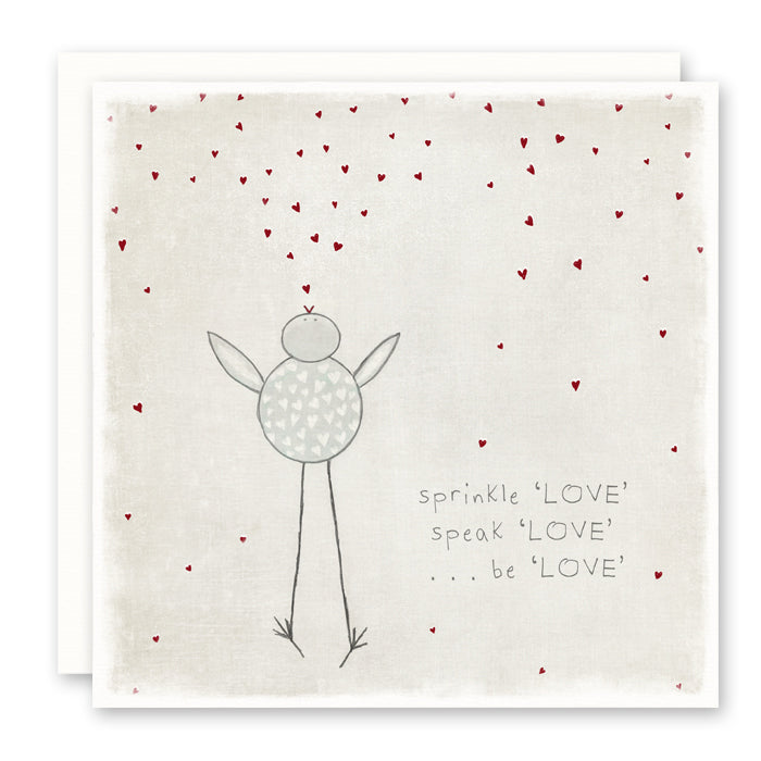 Uplifting quote and card, sprinkle love speak love and be love