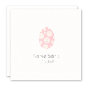Easter Egg Card - Eggcellent Easter - Pink Polka Dot Egg