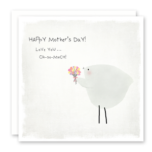 Cute Mother's Day Card, Bird with Tulip Bouquet, Susan Case Designs