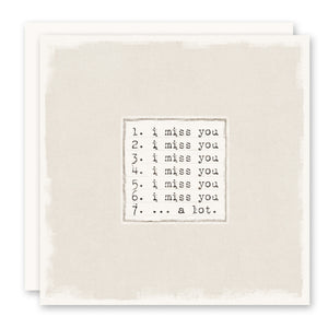 I Miss You Card, Blank Inside, Square