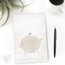 Load image into Gallery viewer, Farmhouse Kitchen Decor Desk stationery note pad, piggy and bird, farmhouse sign