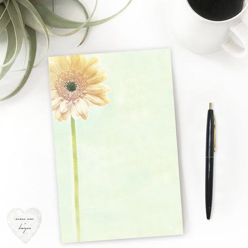yellow daisy paper pad fine stationery notepad, note taking paper - susan case designs