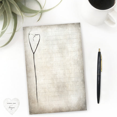 heart twig notepad with rustic vintage look stationery - susan case designs